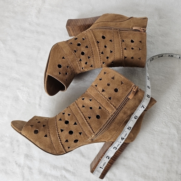 Torrid Cognac Cut-Out Perforated Peep Toe Heeled Booties - Picture 10 of 10